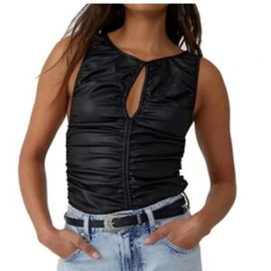 Free People Ride Along Tank Sleeveless Faux leather